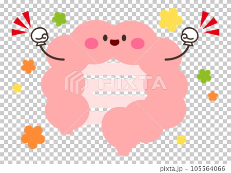 充滿活力的腸道和七彩花朵的人物插畫 105564066