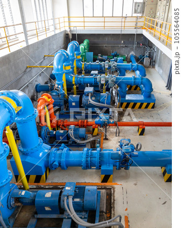 The high pressure water pump in the water supply station. The high pressure water pump in the water supply station. 105564085