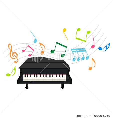 ピアノと音符のイラスト素材 ベクター ピアノと音符のイラスト素材 ベクター 105564345