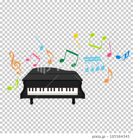 ピアノと音符のイラスト素材 ベクター ピアノと音符のイラスト素材 ベクター 105564345