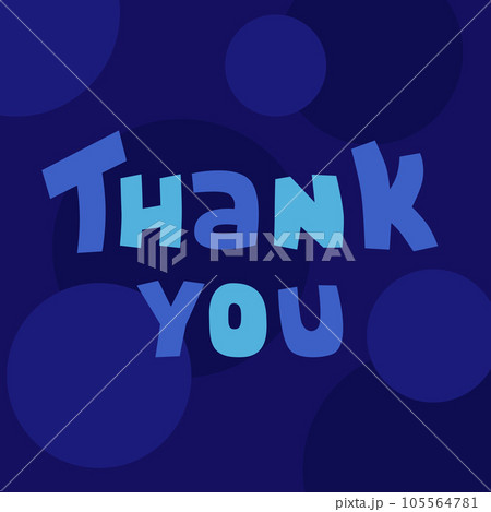 thank you lettering in blue colors against the background of night lights, postcard, banner 105564781