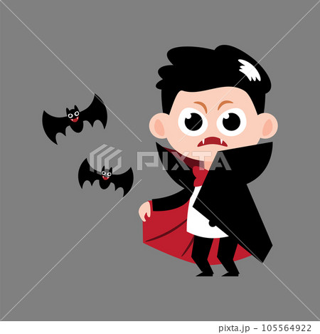 Dracula . Cute halloween cartoon characters . Vector . 105564922