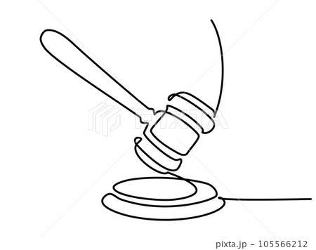 Legal judge gavel. Continuous one line drawing. 105566212