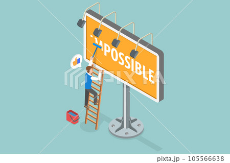 3D Isometric Flat Vector Conceptual Illustration of Impossible is Possible 105566638