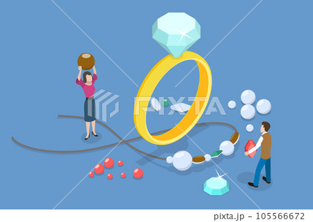 3D Isometric Flat Vector Conceptual Illustration of Jewelry Industry 105566672