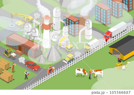 3D Isometric Flat Vector Conceptual Illustration of Polluted Air 3D Isometric Flat Vector Conceptual Illustration of Polluted Air 105566687