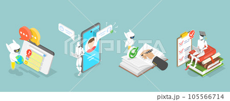 3D Isometric Flat Vector Conceptual Illustration of GPT Chat 105566714