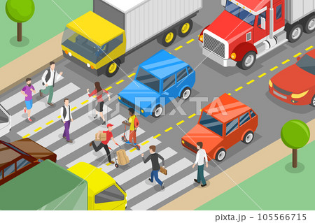 3D Isometric Flat Vector Conceptual Illustration of Busy City 105566715