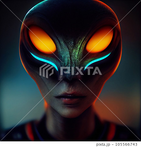 The head of a humanoid creature with large...のイラスト素材 [105566743] - PIXTA