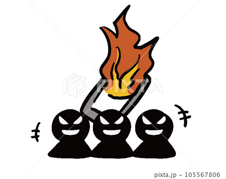 インターネットの炎上(携帯電話)で喜ぶ悪い人たちのイラスト インターネットの炎上(携帯電話)で喜ぶ悪い人たちのイラスト 105567806