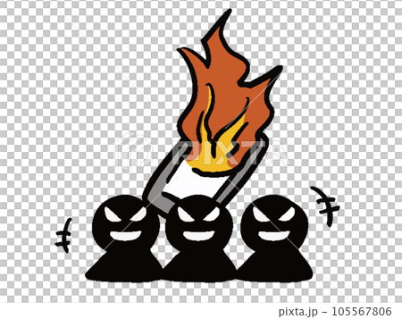 インターネットの炎上(携帯電話)で喜ぶ悪い人たちのイラスト インターネットの炎上(携帯電話)で喜ぶ悪い人たちのイラスト 105567806
