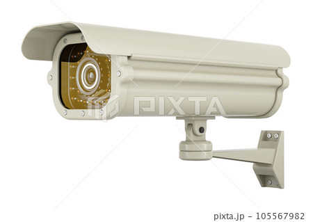 Security surveillance camera, white color. 3D rendering 105567982