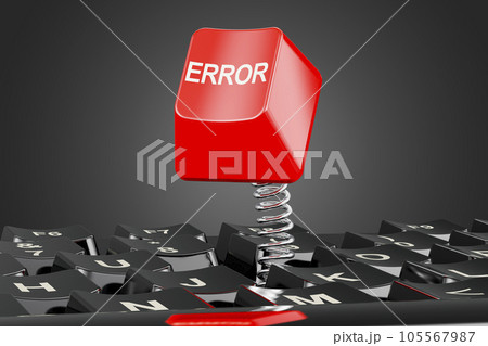 Error red keyboard button, 3D rendering 105567987