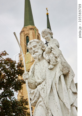 St Joseph statue memorial of Father Brammer outside Cathedral of The Immaculate Conception church 105569789