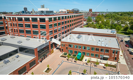 Electric Works GE building office space green McCulloch Park downtown Fort Wayne aerial 105570340