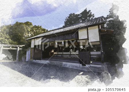 水彩画風 八幡神社 絵馬殿 岡山県倉敷市 水彩画風 八幡神社 絵馬殿 岡山県倉敷市 105570645