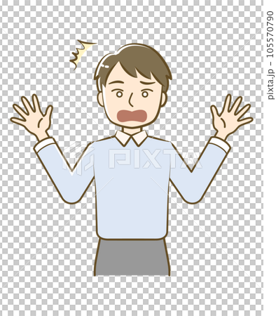 驚く男性の上半身イラスト-親しみシンプルタッチ 驚く男性の上半身イラスト-親しみシンプルタッチ 105570790