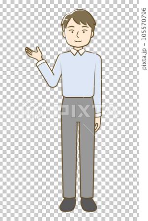 Full-body illustration of a man to guide-friendly simple touch Full-body illustration of a man to guide-friendly simple touch 105570796