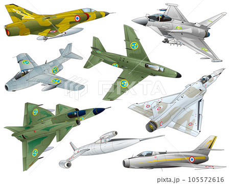 カラフルなヨーロッパの単発ジェット戦闘機vectorイラスト集 カラフルなヨーロッパの単発ジェット戦闘機vectorイラスト集 105572616