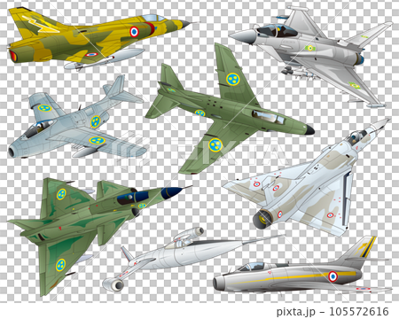 カラフルなヨーロッパの単発ジェット戦闘機vectorイラスト集 カラフルなヨーロッパの単発ジェット戦闘機vectorイラスト集 105572616