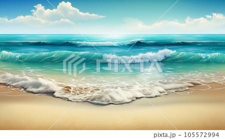 Ocean Sea Breeze Sand Clear Blue Sky, Generative with Ai 105572994