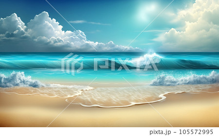 Ocean Sea Breeze Sand Clear Blue Sky, Generative with Ai Ocean Sea Breeze Sand Clear Blue Sky, Generative with Ai 105572995