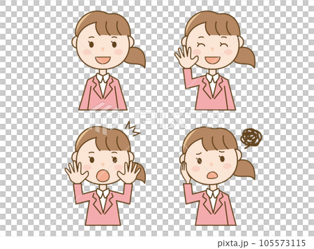 A female office worker is surprised _ greeting _ worrying _ suit women's 4 pose set A female office worker is surprised _ greeting _ worrying _ suit women's 4 pose set 105573115