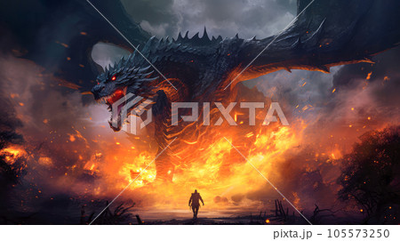 dragon on fire close up dragon on fire close up 105573250