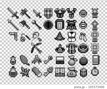 ゲームで使えるピクセルアートのアイコンセット 105573400