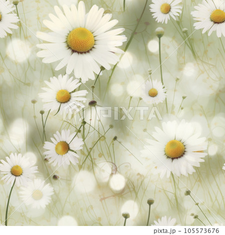 Daisy Pattern Seamless Background, Generative with Ai 105573676