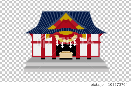 シンプルな日本の神社・寺の拝殿のベクターイメージイラスト素材_初詣・お宮参り 105573764