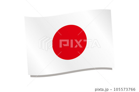 シンプルで艶・光沢感のある日本国旗・日の丸・旗・フラッグの単体ベクターイメージ 105573766