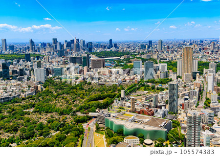 東京　港区　六本木ヒルズ展望台からの都市風景（新宿方面） 105574383