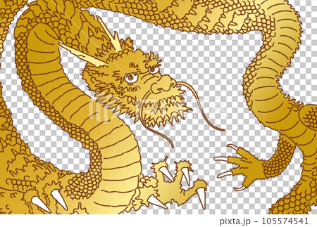 Color illustration of a golden dragon [New Year's card] 105574541