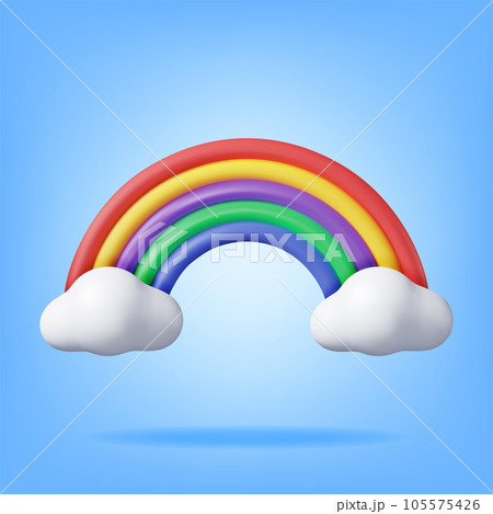 3d Cartoon Rainbow with Clouds 3d Cartoon Rainbow with Clouds 105575426