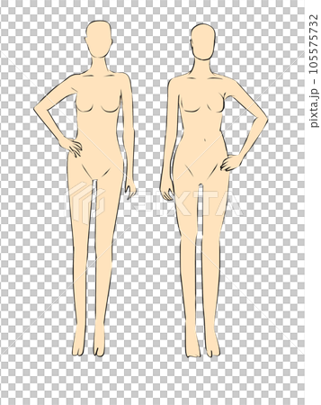 女性のマネキンのイラスト。女性の全身シルエットのイラスト。 105575732