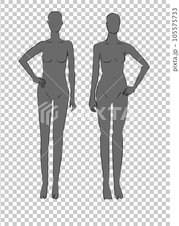 女性のマネキンのイラスト。女性の全身シルエットのイラスト。 105575733