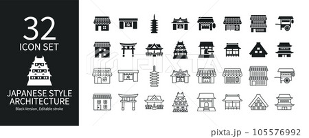 様々な日本建築アイコンセット 105576992