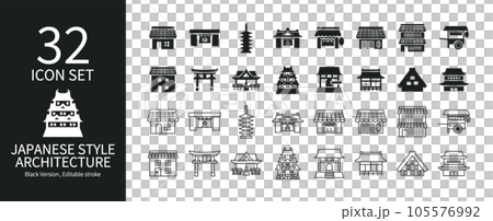 Various Japanese architecture icon set 105576992