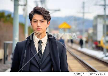 学校に向かう学生のポートレート 105577174