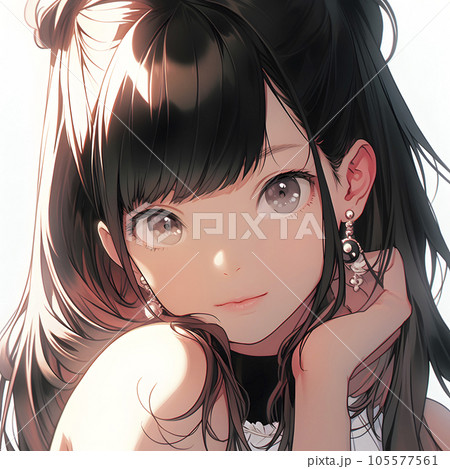 Anime-style eyes Cute beautiful girl Anime - Stock Illustration  [71410950] - PIXTA