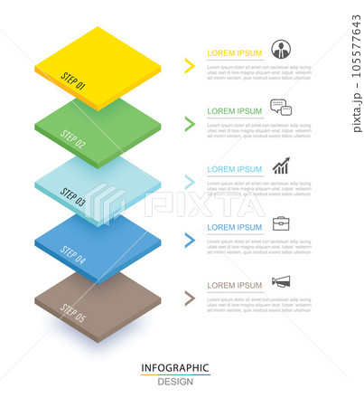 5 data infographics tab paper index timeline template. Vector illustration abstract background. 105577643