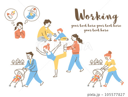 子育てをしながら働く人たち_色 105577827