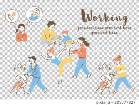 子育てをしながら働く人たち_色 105577827