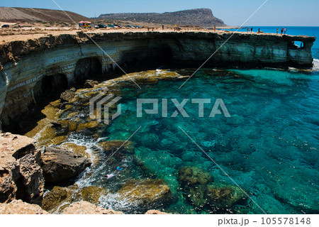 Tourists visiting the sea caves of Ayia Napa, Cyprus Tourists visiting the sea caves of Ayia Napa, Cyprus 105578148