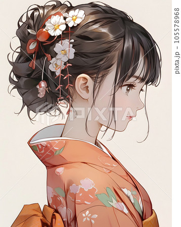 着物が似合う女性のイラスト(Generative AI) 着物が似合う女性のイラスト(Generative AI) 105578968