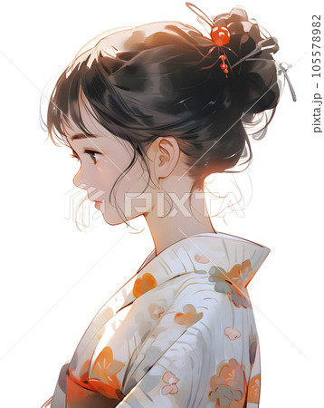着物が似合う女性のイラスト（Generative AI） 105578982