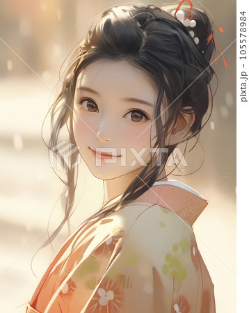 着物が似合う女性のイラスト（Generative AI） 105578984