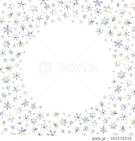 クリスマスに使えるカラフルな雪の結晶のベクターフレーム 105579338