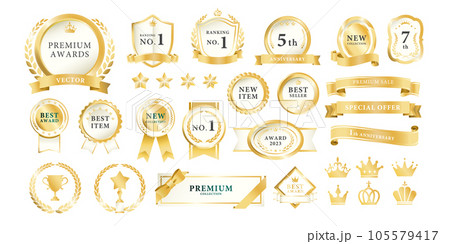 高級感のあるメダル ベクター素材 セット ホワイト 高級感のあるメダル ベクター素材 セット ホワイト 105579417